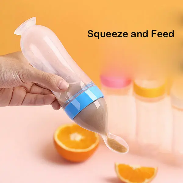 Hygienic Silicone Baby Feeding Bottle with Spoon and Cover Cap - Easy Squeeze Feeder for Babies 0-12 Months - Image 5