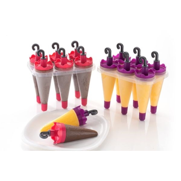 Ice Candy Umbrella Style Stick Popsicle Mold & Kulfi Frozen Ice Cream Pop Yogurt Jelly Lolly Maker Tray Mould-6 Pops-Food Grade Plastic - Image 5