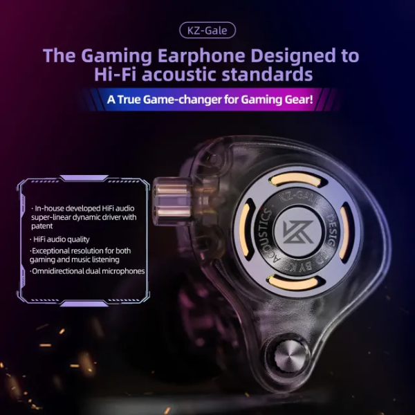 IEM In ear monitor Earphones with Mic (KZ Gale 3.5mm) - Image 2