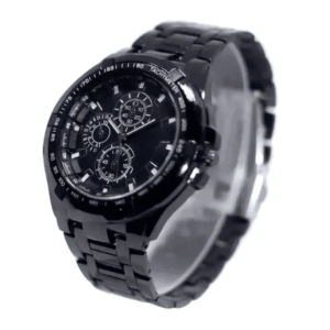 IK Collection Big Analog Round Dial Watch With Metal For Men - Black | Fashion Analog Watch For Men