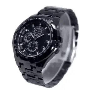 IK Collection Big Analog Round Dial Watch With Metal For Men - Black | Fashion Analog Watch For Men