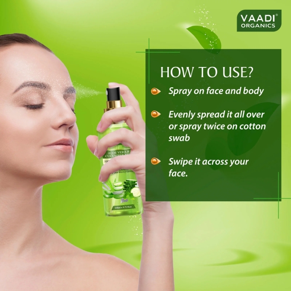VAADI Rose Water & Aloe Vera Cucumber Mist 100% Natural & Pure (250 ml) (Pack of 2) - Image 4