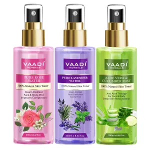 VAADI Lavender Water 100% Natural & Pure Skin Toner (250 ml) (Pack of 3)