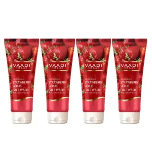 VAADI Pack of 4 Strawberry Scrub Face Wash With Mulberry Extract (60ml) (Pack of 4)