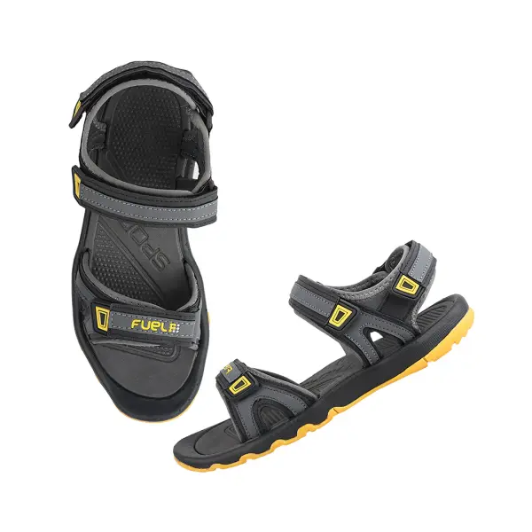 FUEL Captain Sandals for Men (Black-Yellow) - Image 5