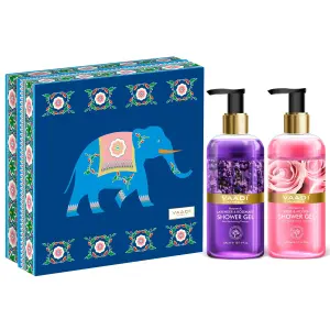 VAADI Exotic Floral Shower Gels Gift Box - Enachanting Rose and Mogra 300 ml and Heavenly Lavender and Rosemary 300 ml (Pack of 2)