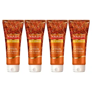 VAADI Pack of 4 Skin Whitening Saffron Face Wash With Sandal Extract (Pack Of 4) (60ml Each)