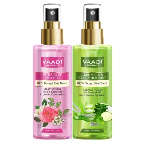VAADI Aloe Vera & Cucumber Mist 100% Natural Skin Toner (250 ml) (Pack of 2)