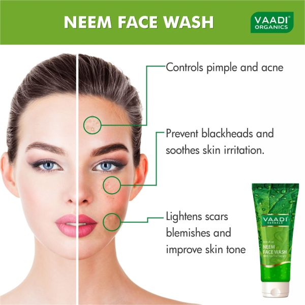 VAADI Pack of 4 Anti-Acne Neem Face Wash With Tea Tree Extract (60ml) (Pack of 4) - Image 2