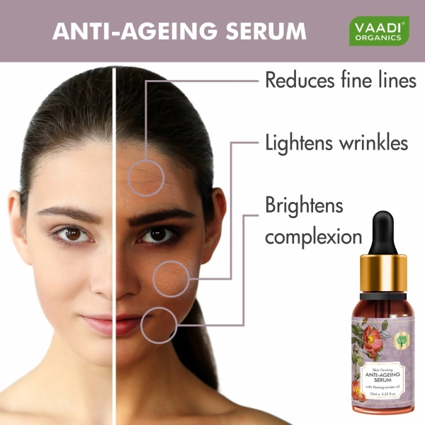 VAADI Vitamin E Anti Ageing Serum with Pomegranate Oil (10 ml) - Image 3