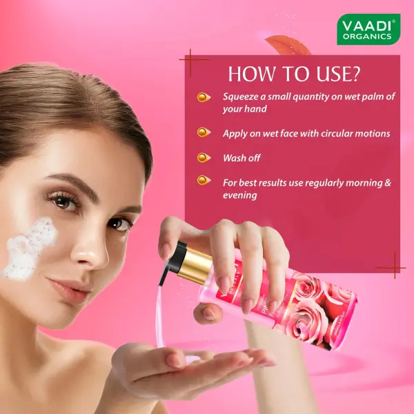 VAADI Pack of 2 Insta Glow Pink Rose Face wash with Aloe vera extract (250ml each) - Image 5
