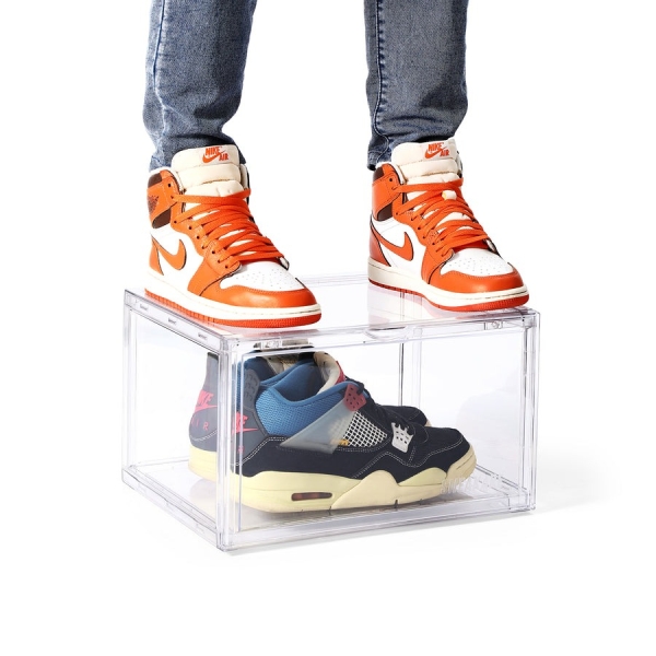 Premium Stackable Shoe Storage Boxes Clear Shoe Storage Box Magnetic Sneaker Case Organizer - Image 4