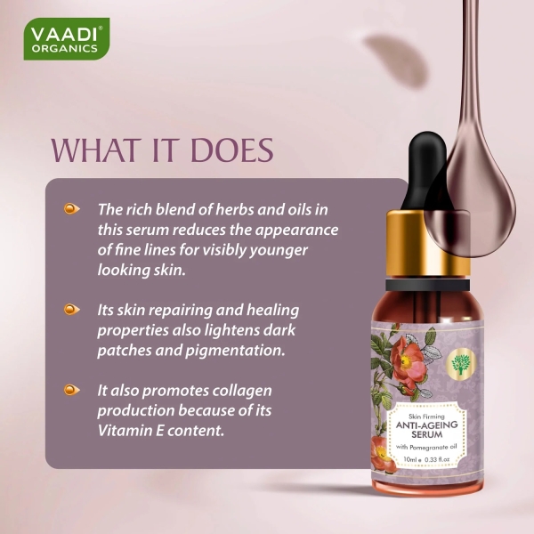VAADI Vitamin E Anti Ageing Serum with Pomegranate Oil (10 ml) - Image 2