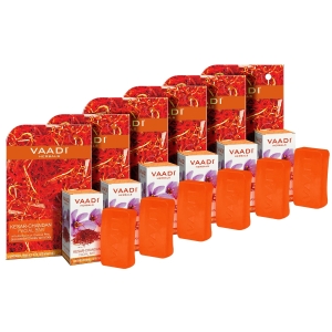 VAADI Kesar Chandan Facial Bars with Extract of Orange Peel (25 gm) (Pack of 6)