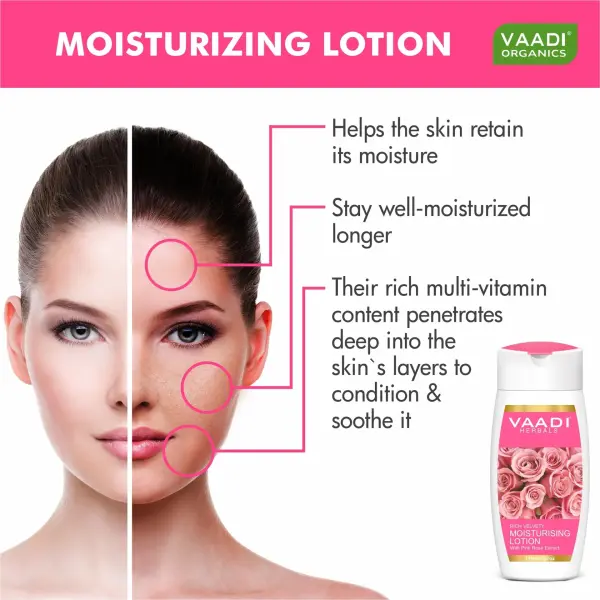 VAADI Moisturising Lotion With Pink Rose Extract (110 ml) - Image 3