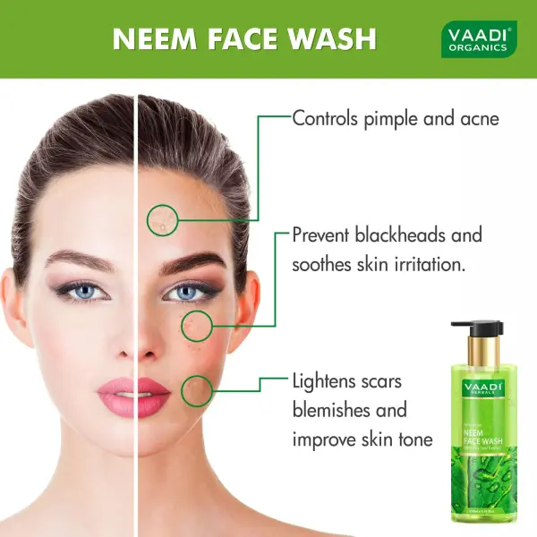 VAADI Anti-Acne Neem Face Wash With Tea Tree Extract (250ml each) (Pack of 2) - Image 2