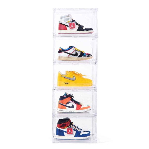 Premium Stackable Shoe Storage Boxes Clear Shoe Storage Box Magnetic Sneaker Case Organizer - Image 2