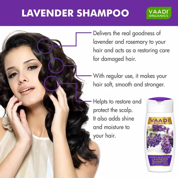 VAADI Lavender Shampoo with Rosemary Extract-Intensive Repair System (Pack of 3)[110 ml] - Image 2