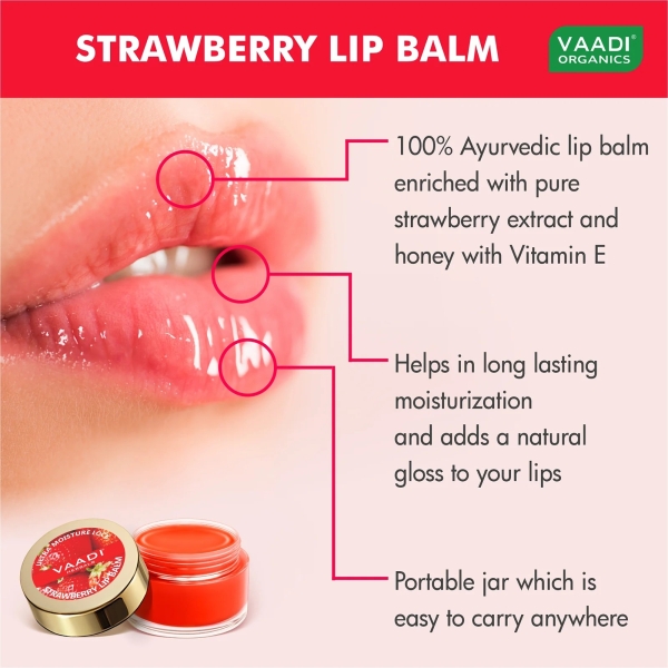 VAADI Nourishing Strawberry and Honey Lip Balm 8 pack (6 gms each) - Image 2