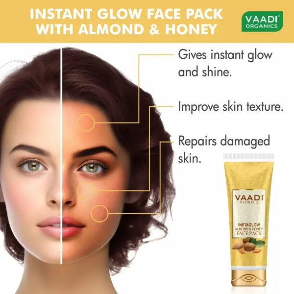 VAADI Instaglow Almond & Honey Face Pack (120 gm) - Image 3