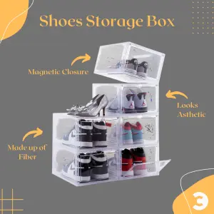 Premium Stackable Shoe Storage Boxes Clear Shoe Storage Box Magnetic Sneaker Case Organizer