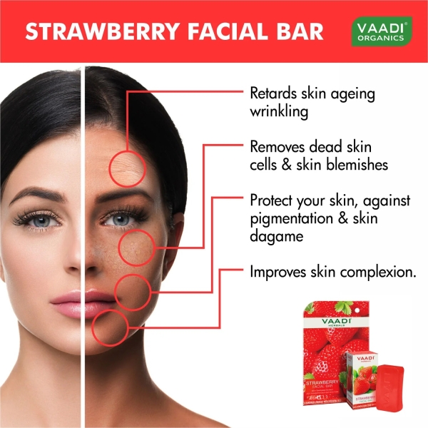 VAADI Strawberry Facial Bar with Grapeseed Extract (25 gm) - Image 2