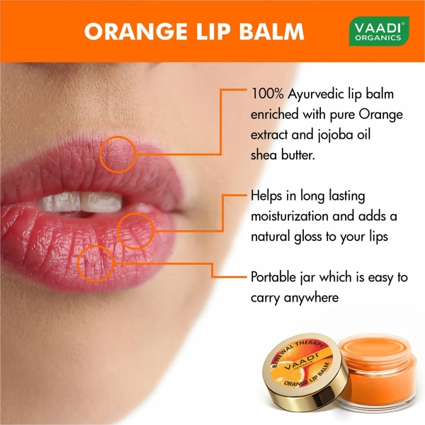 VAADI Pack of 8 Lip Balm - Orange & Shea Butter (6 gms each) - Image 3