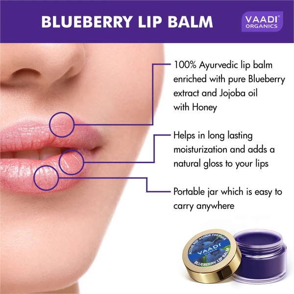 VAADI Nourishing Lip Balm - Blueberry (6 gms) - Image 2