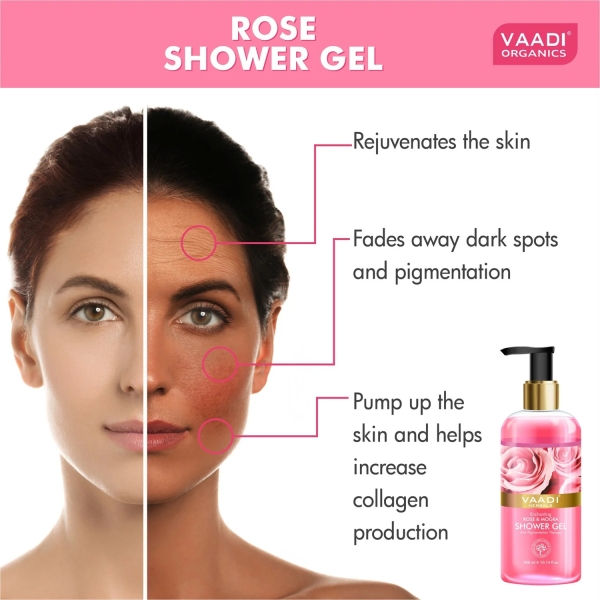 VAADI Enchanting Rose and Mogra Shower Gel (300 ml) - Image 3