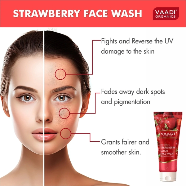 VAADI Strawberry Scrub Face Wash With Mulberry Extract (60 ml) - Image 2