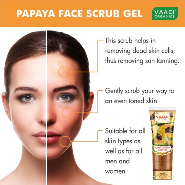 VAADI Papaya Fairness Scrub Gel with Honey & Saffron (110 gm) (Pack of 2) - Image 3