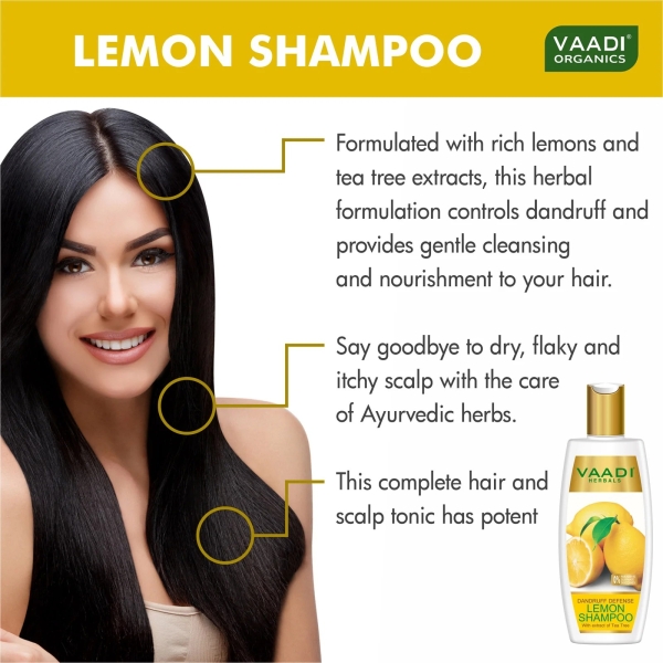 VAADI Dandruff Defense Lemon Shampoo With Extract of Tea Tree (Pack of 3)[350 ml each] - Image 2