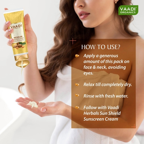 VAADI Instaglow Almond & Honey Face Pack (120 gm) (Pack of 2) - Image 2