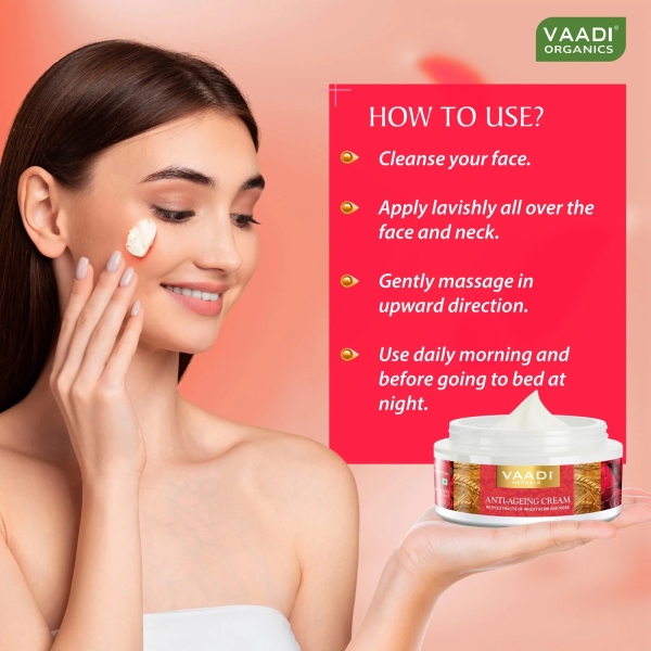 VAADI Anti Ageing Cream with extracts of Almonds, Wheatgerm and Rose (150 gm) - Image 2