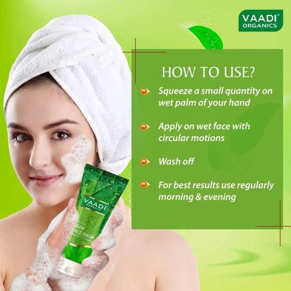VAADI Pack of 4 Anti-Acne Neem Face Wash With Tea Tree Extract (60ml) (Pack of 4) - Image 4