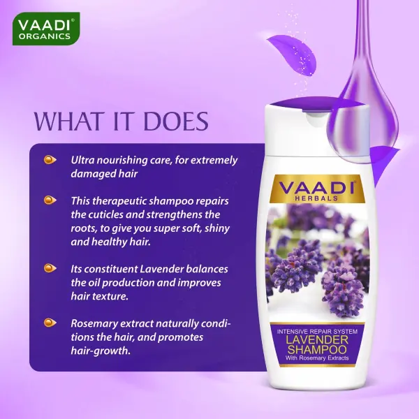 VAADI Lavender Shampoo with Rosemary Extract-Intensive Repair System (Pack of 3)[110 ml] - Image 4