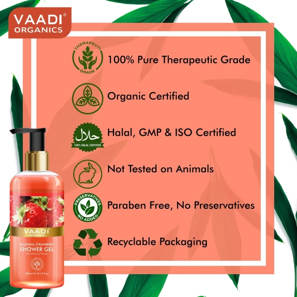 VAADI Blushing Strawberry Shower Gel (Pack of 3) - Image 3