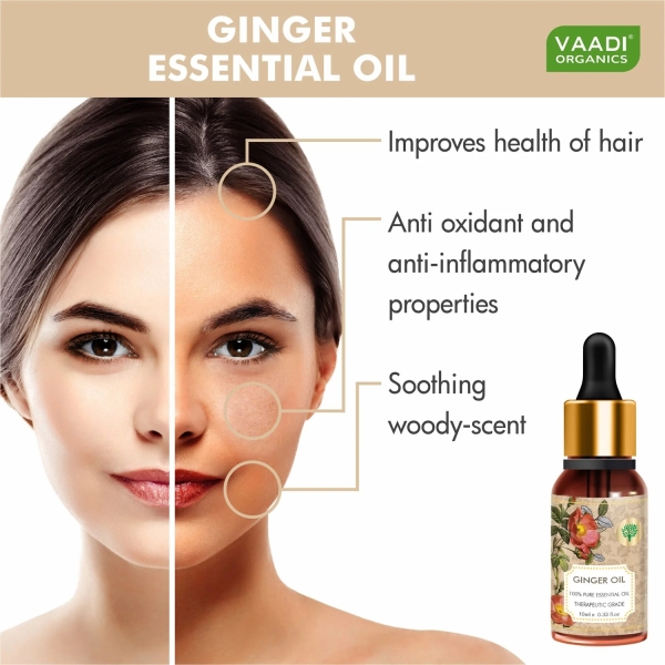 VAADI Ginger Essential Oil 100% Pure Therapeutic Grade (10 ml) - Image 3