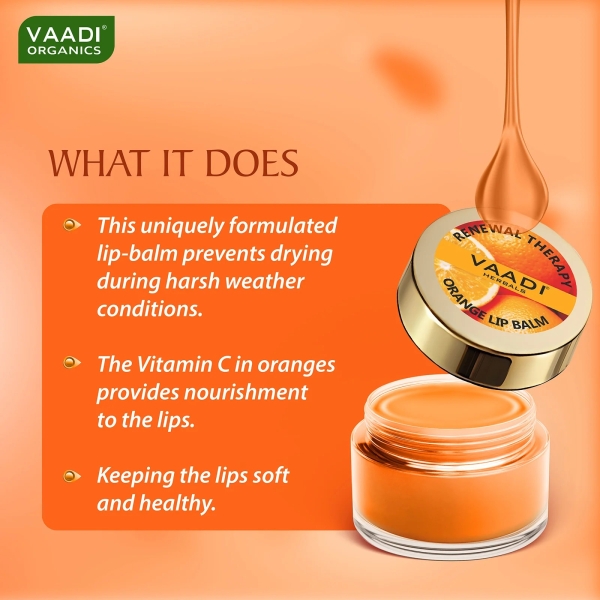 VAADI Pack of 4 Lip Balm - Orange & Shea Butter (6 gms each) - Image 2