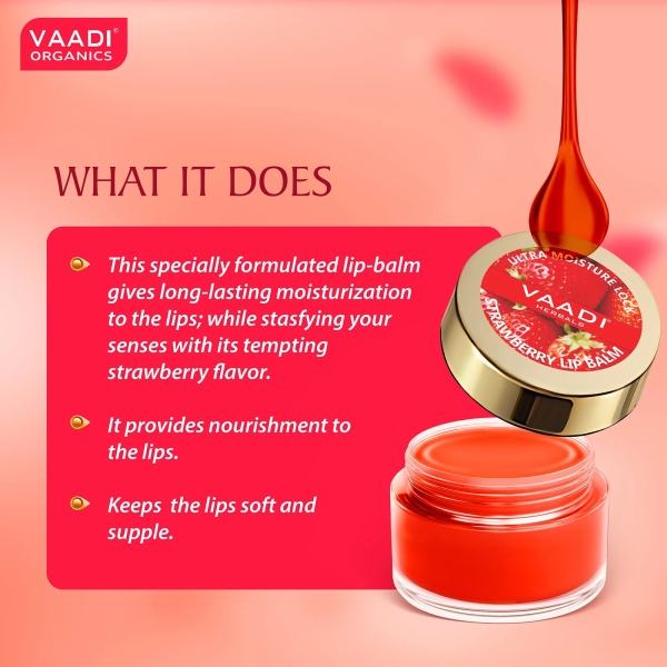 VAADI Nourishing Strawberry and Honey Lip Balm 8 pack (6 gms each) - Image 4