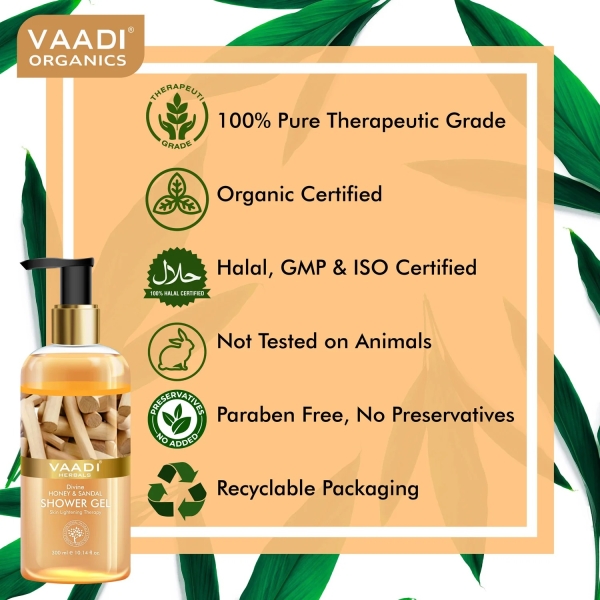 VAADI Divine Honey and Sandal Shower Gel (300 ml) - Image 2