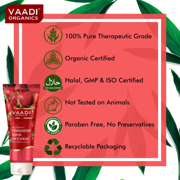 VAADI Strawberry Scrub Face Wash With Mulberry Extract (60 ml) - Image 4