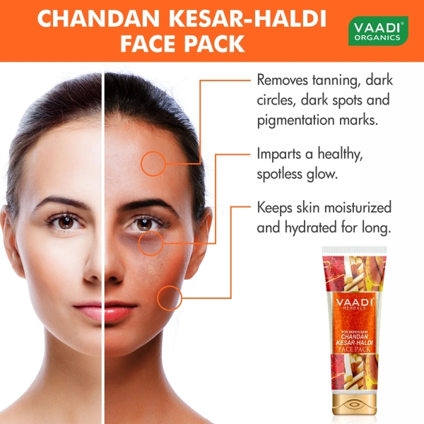 VAADI Chandan Kesar Haldi Fairness Face Pack (120 gm) - Image 3