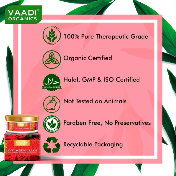 VAADI Anti-Ageing Cream Almond Wheatgerm Oil & Rose (30gm each) (Pack of 3) - Image 2