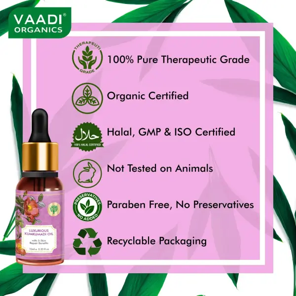 VAADI Luxurious Kumkumadi Oil (10 ml) - Image 5