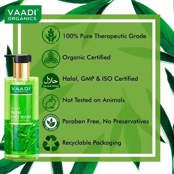 VAADI Anti-Acne Neem Face Wash With Tea Tree Extract (250ml each) (Pack of 2) - Image 5