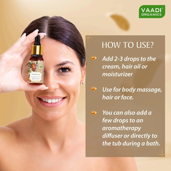 VAADI Ginger Essential Oil 100% Pure Therapeutic Grade (10 ml) - Image 2