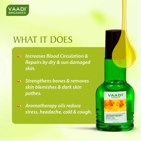 VAADI Aromatherapy Body Oil-Lemongrass and Lily Oil (110 ml) - Image 4