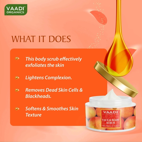 VAADI Face And Body Scrub With Walnut And Apricot (500 gms) - Image 2