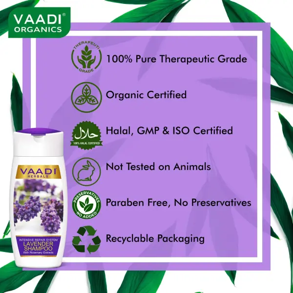 VAADI Lavender Shampoo with Rosemary Extract-Intensive Repair System (Pack of 3)[110 ml] - Image 5